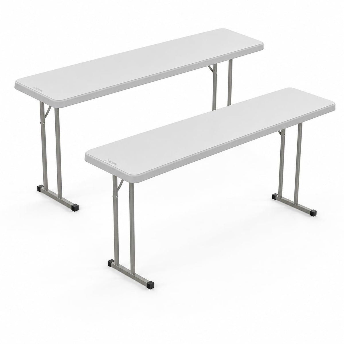 White 6 FT Narrow Folding Table Set of 2 C374