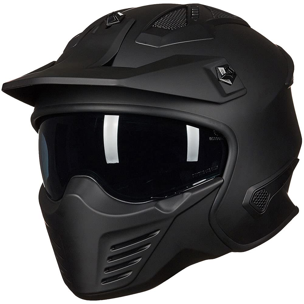 Open Face 3/4 Half Motorcycle Helmet DOT Matte Black M W872