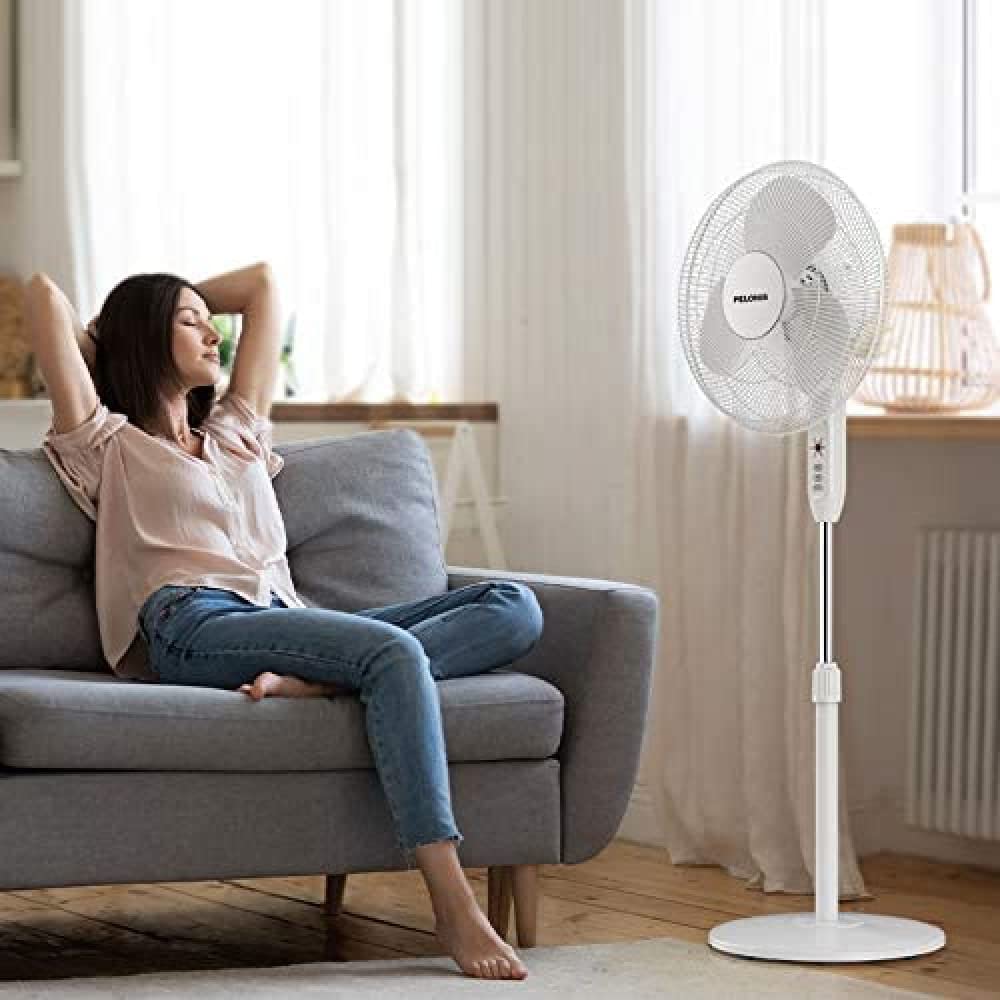16" Adjustable Oscillating Pedestal Fan with Remote Q62346