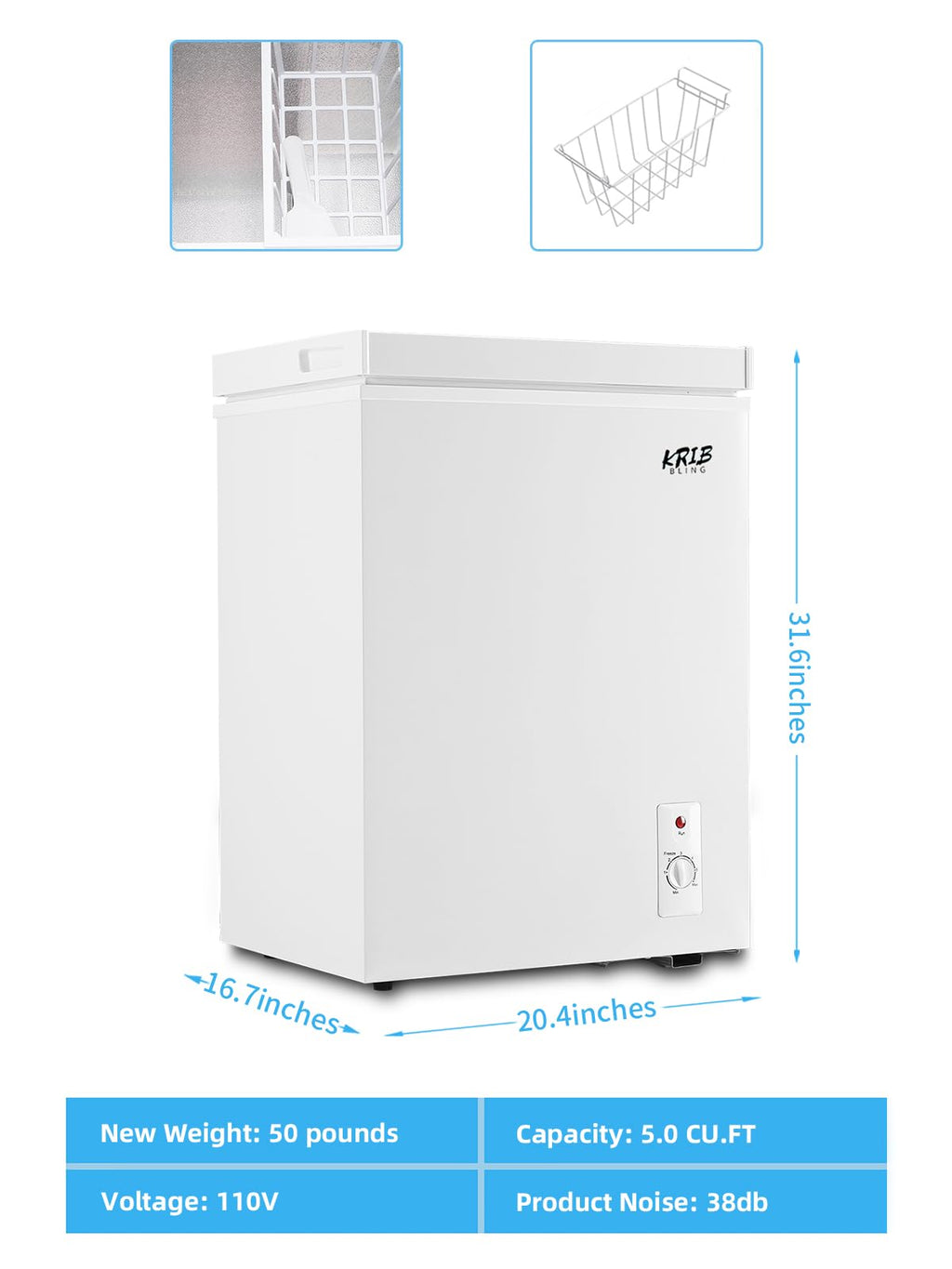 White 5.0 cu.ft Chest Freezer J907