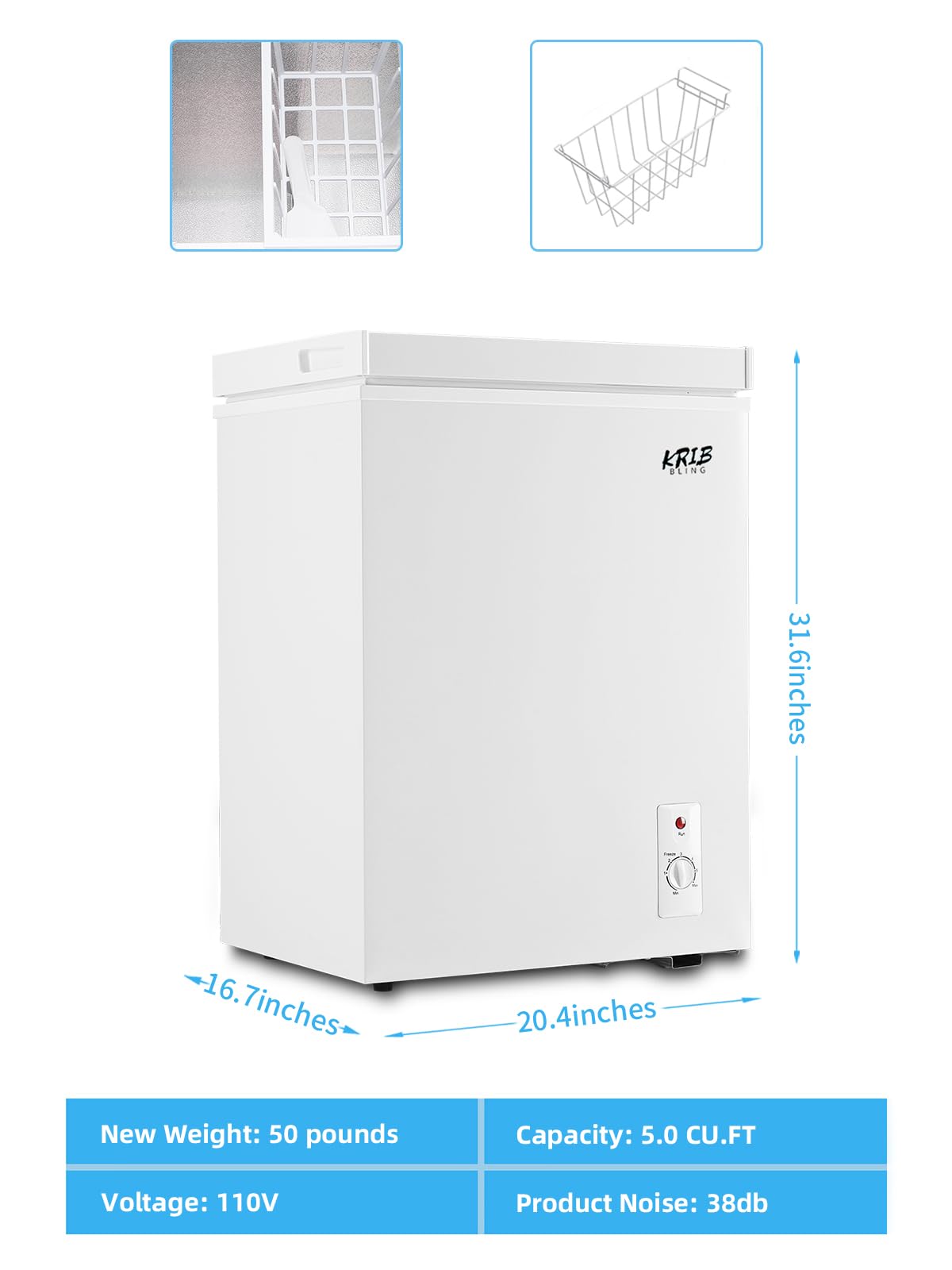 White 5.0 cu.ft Chest Freezer J907
