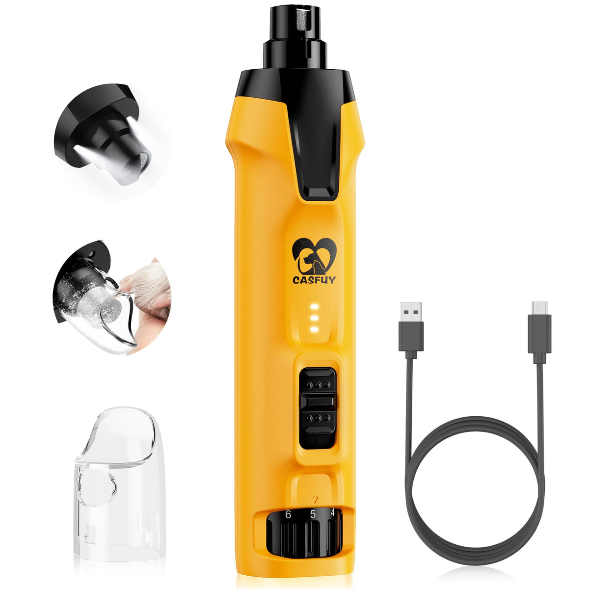 6-Speed Dog Nail Grinder with Dust Cap & 2 LED Lights & 2000mAh Battery X87069