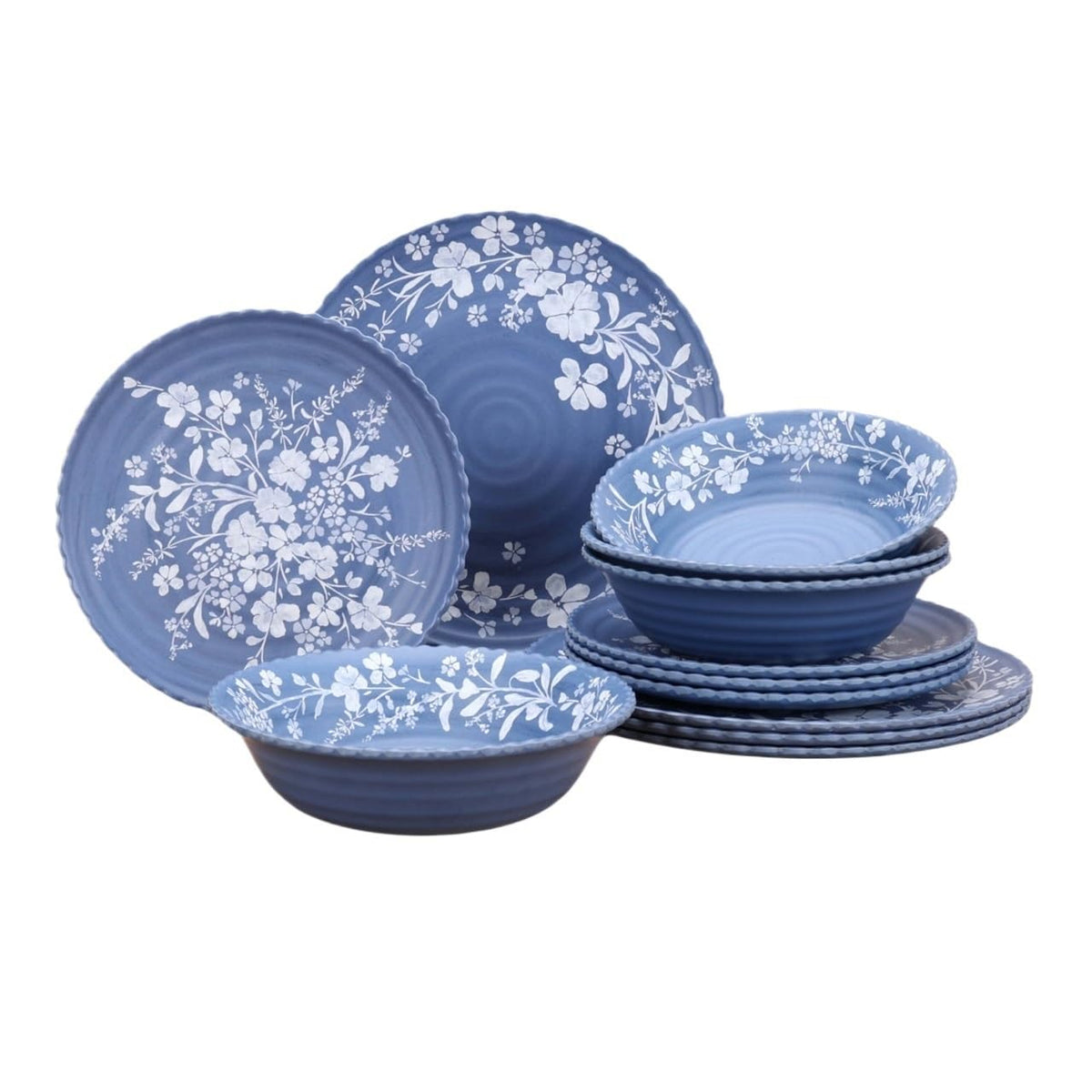 12 Piece Blue Bamboo Melamine Dinnerware Set H3668