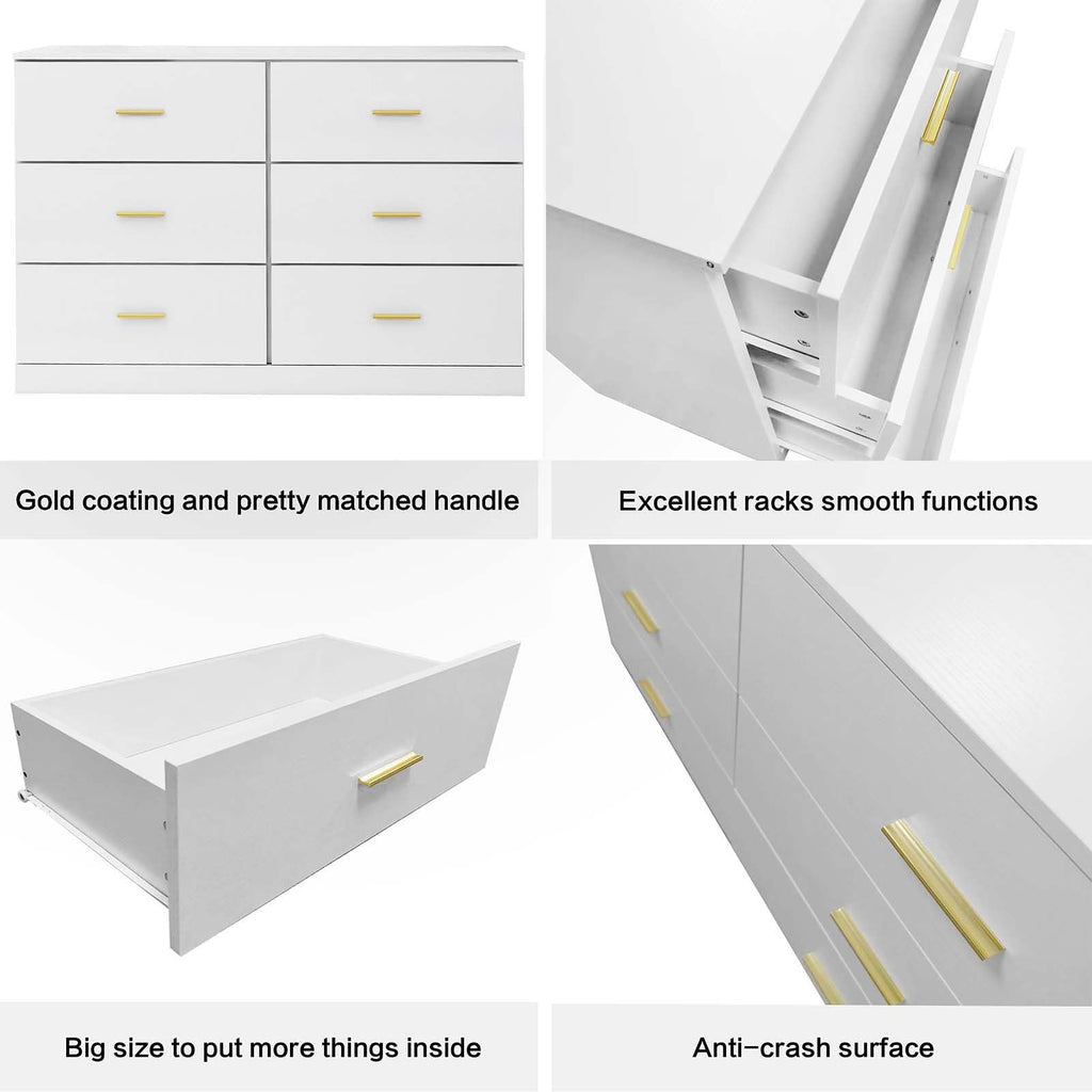 White 6 Drawer Dresser P375512
