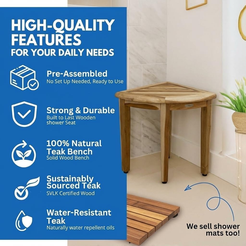 18” Teak Corner Shower Bench I65029