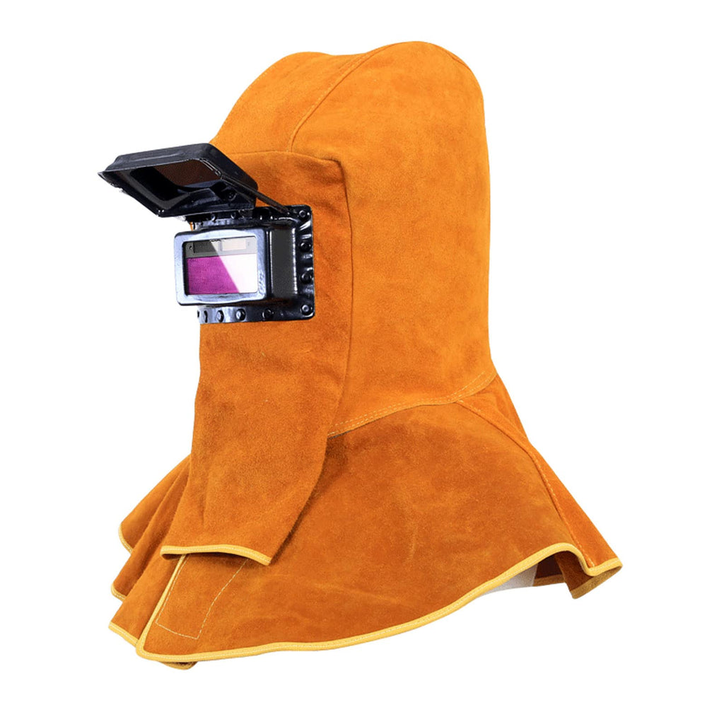 Cowhide Leather Welding Hood with Auto Darkening Filter E6652