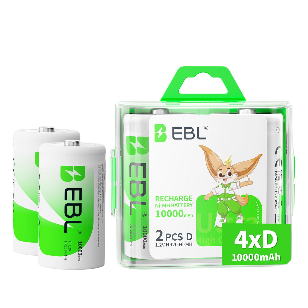 D Cell Rechargeable Batteries 4-Pack P1846
