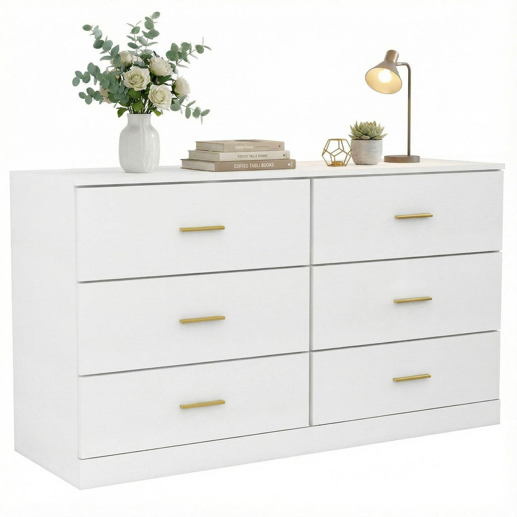 White 6 Drawer Dresser P375512