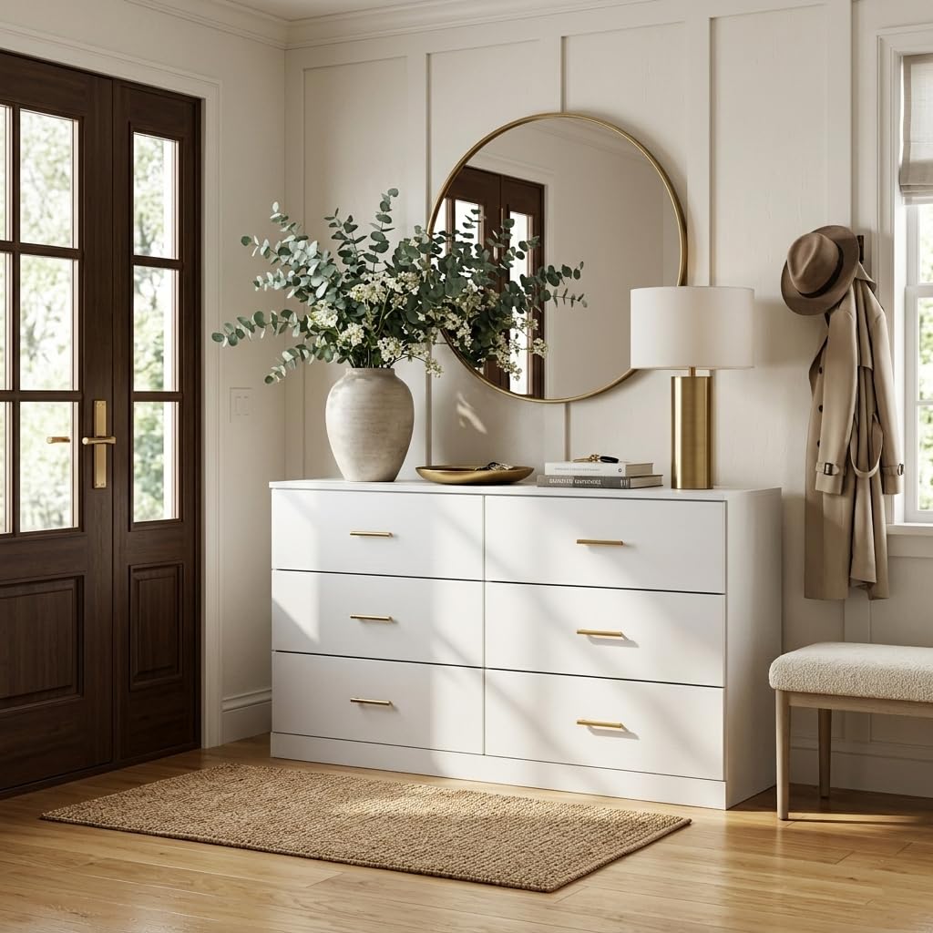 White 6 Drawer Dresser P375512
