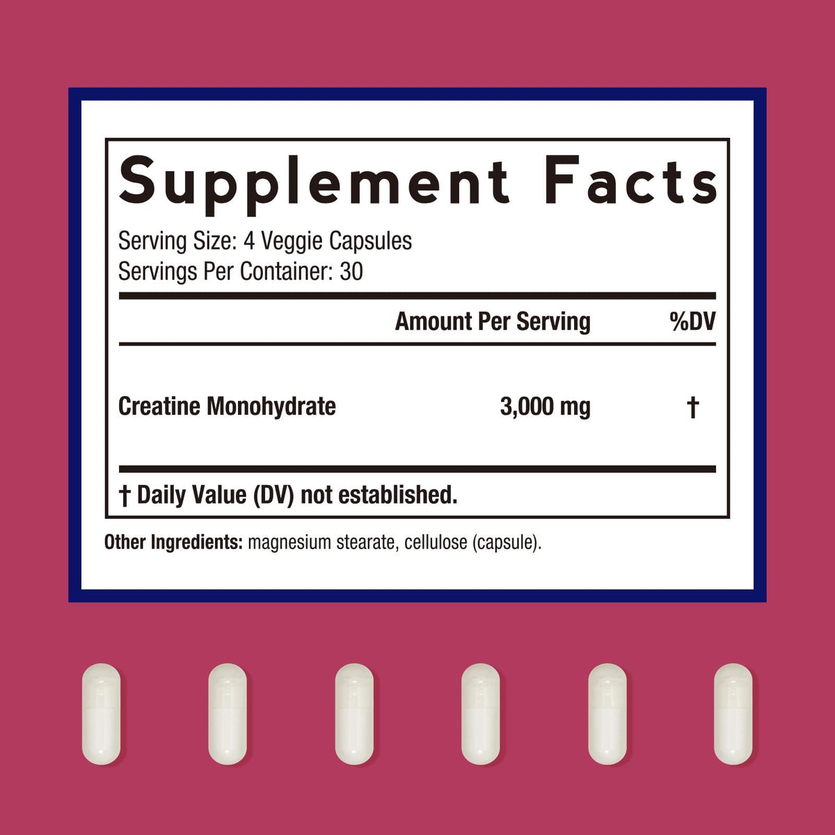 Micronized Creatine Monohydrate 3000 mg Vegan 120 Capsules O2407