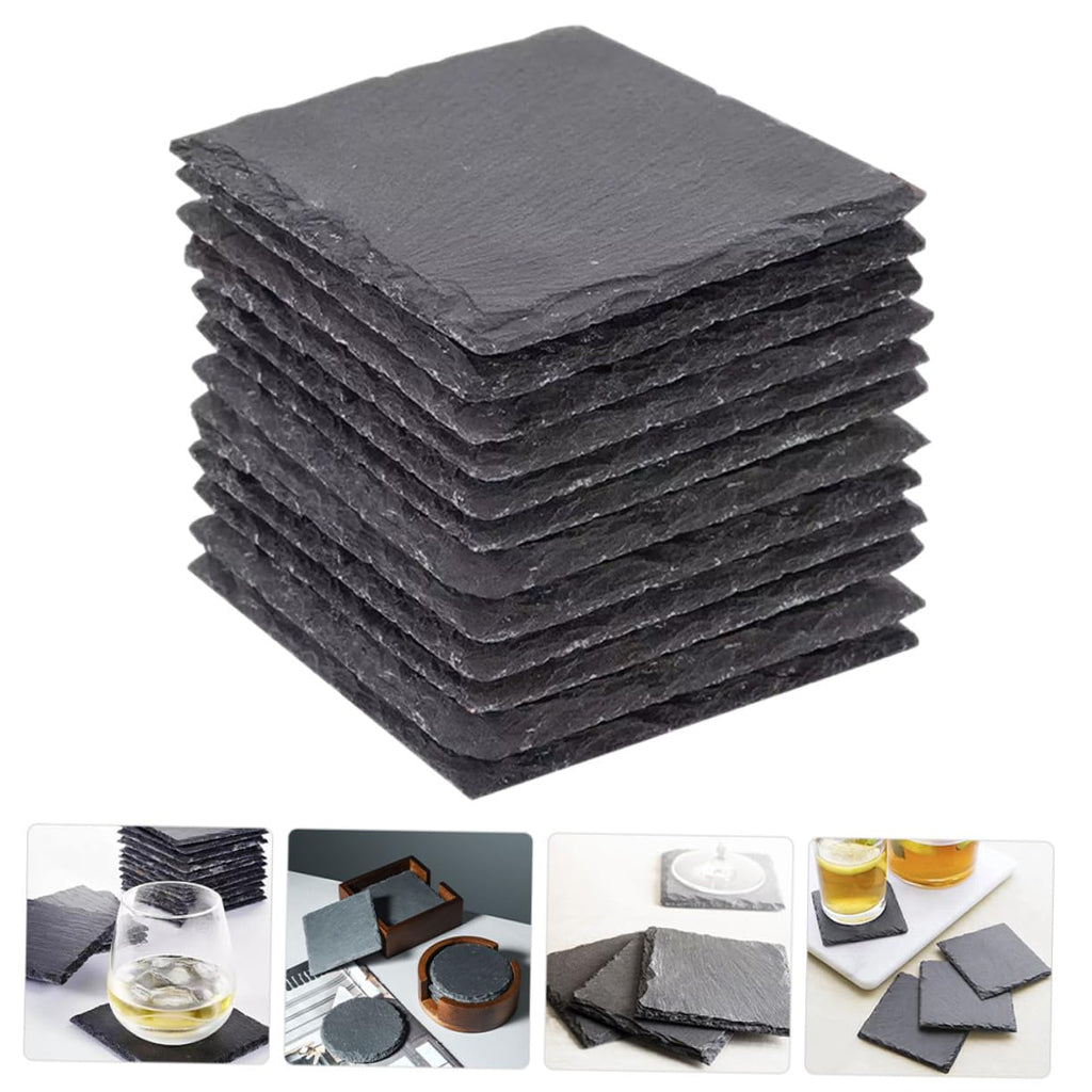 12pcs Natural Stone Coasters Non-Slip Drink Set A4928