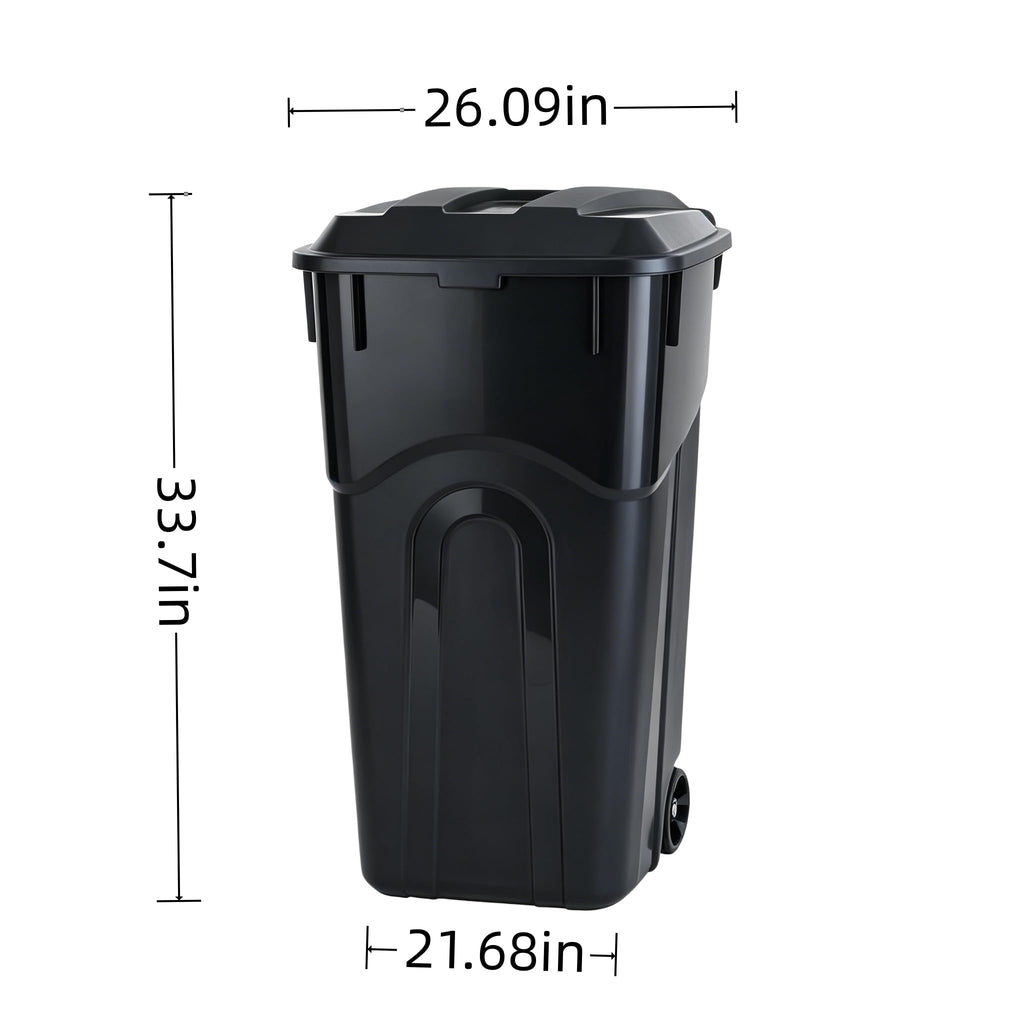 32 Gallon Wheeled Plastic Trash Can with Lid B148447