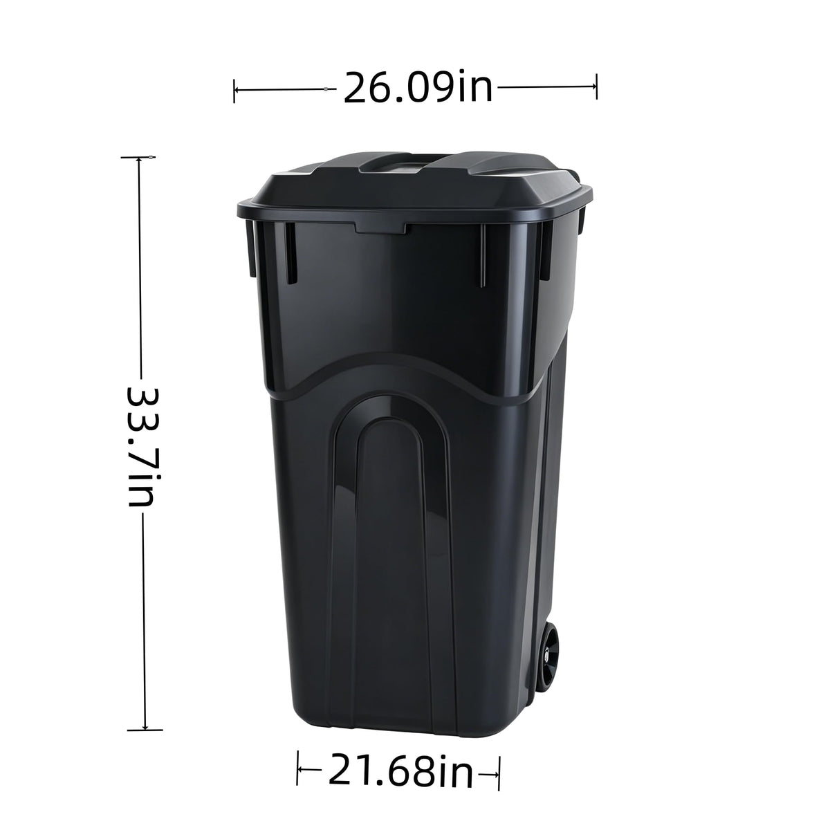 32 Gallon Wheeled Plastic Trash Can with Lid B148447