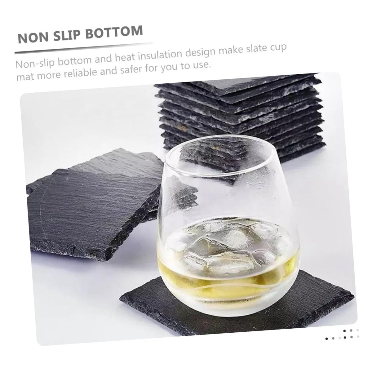 12pcs Natural Stone Coasters Non-Slip Drink Set A4928