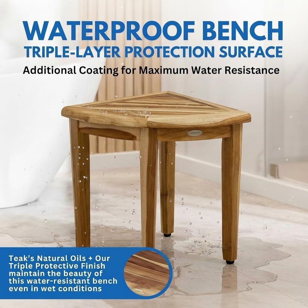 18” Teak Corner Shower Bench I65029