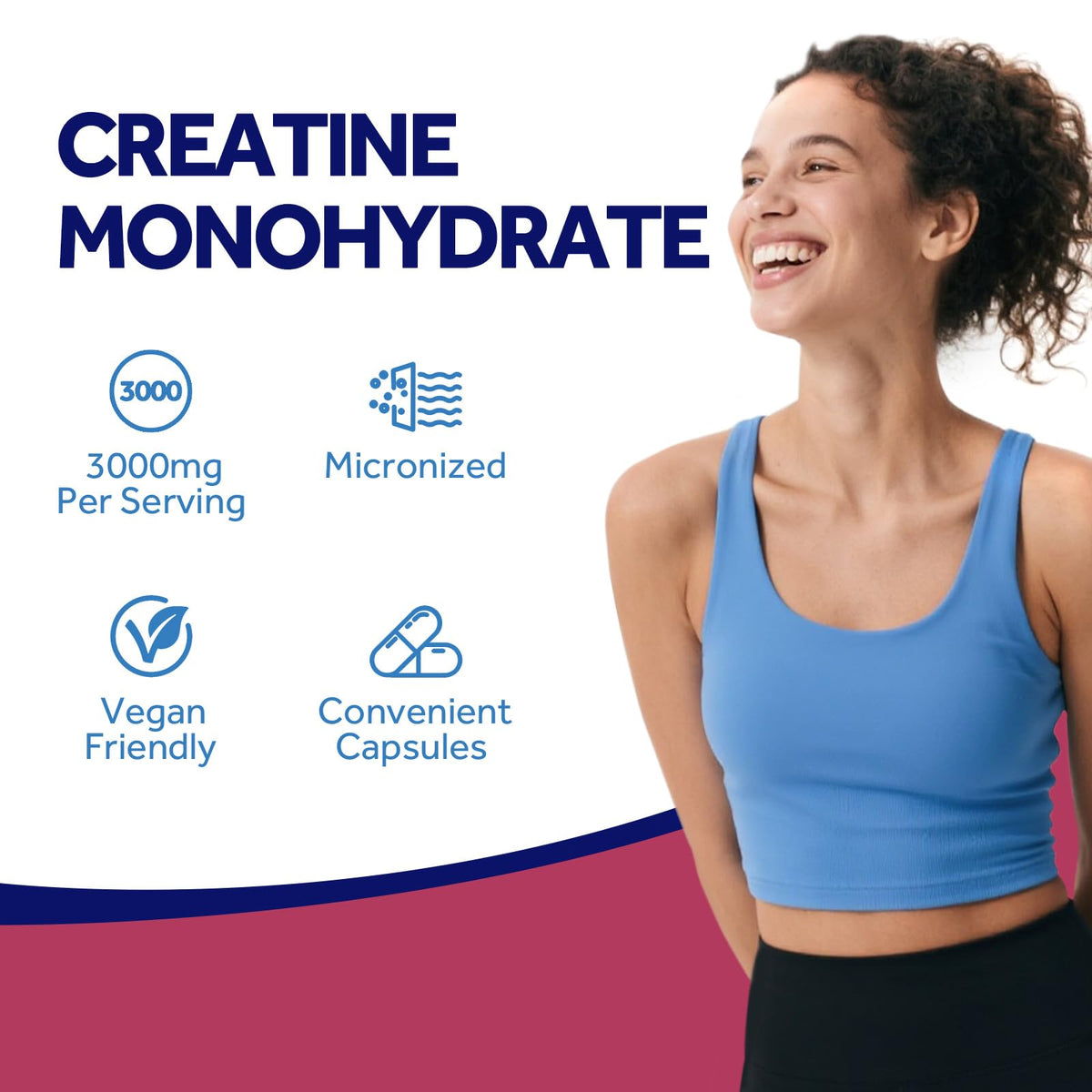 Micronized Creatine Monohydrate 3000 mg Vegan 120 Capsules O2407
