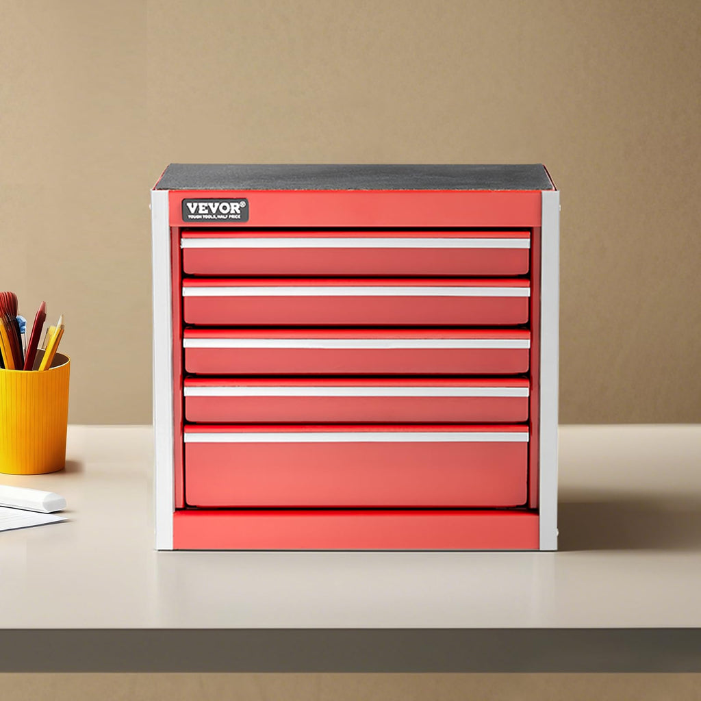 8.6-inch Portable Metal Tool Box with 5 Drawers A17499