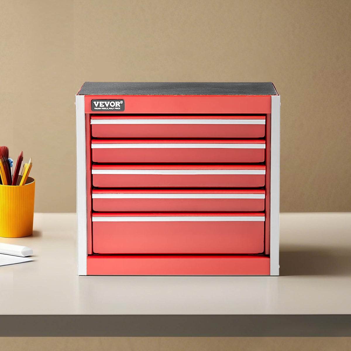 8.6-inch Portable Metal Tool Box with 5 Drawers A17499