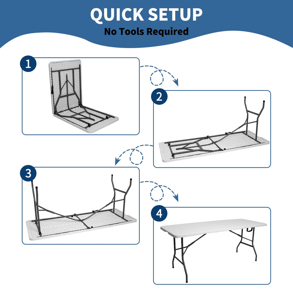6 ft Plastic Folding Table with Carry Handle I118685