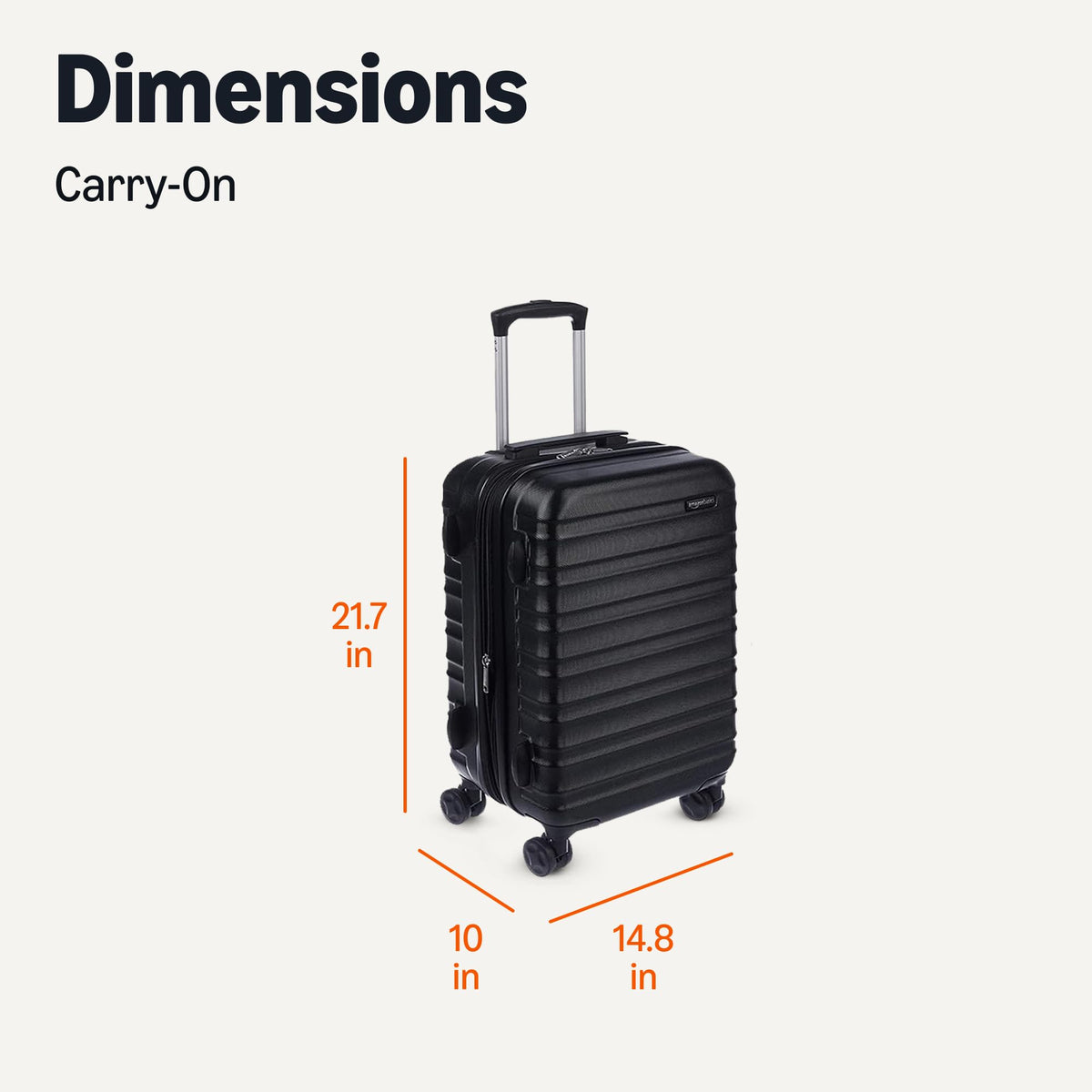 21" Black Hardside Carry-On Luggage with Spinner Wheels A48036