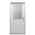 Steel Primed Left Hand In-Swing Prehung Front Door 1/2 Lite 2-Panel Clear Glass 36" x 80" Q393