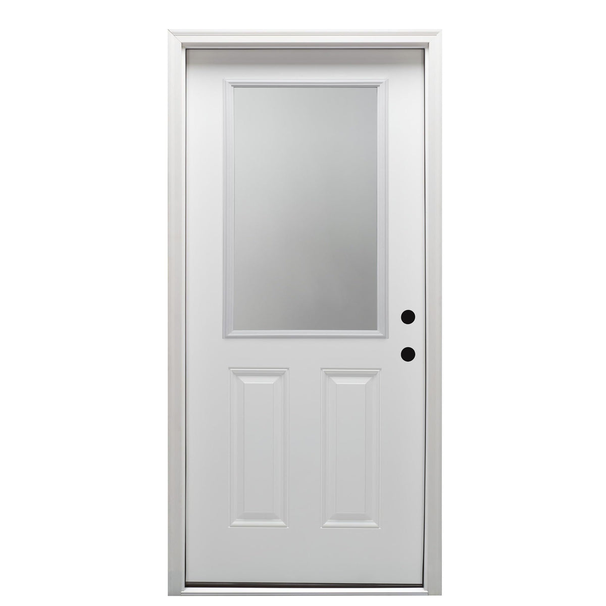 Steel Primed Left Hand In-Swing Prehung Front Door 1/2 Lite 2-Panel Clear Glass 36" x 80" Q393