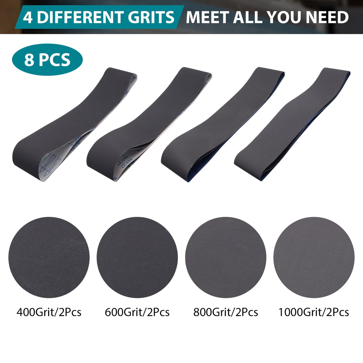 4x36 Inch Sanding Belts 400 600 800 1000 Grits 8 Pack T8766