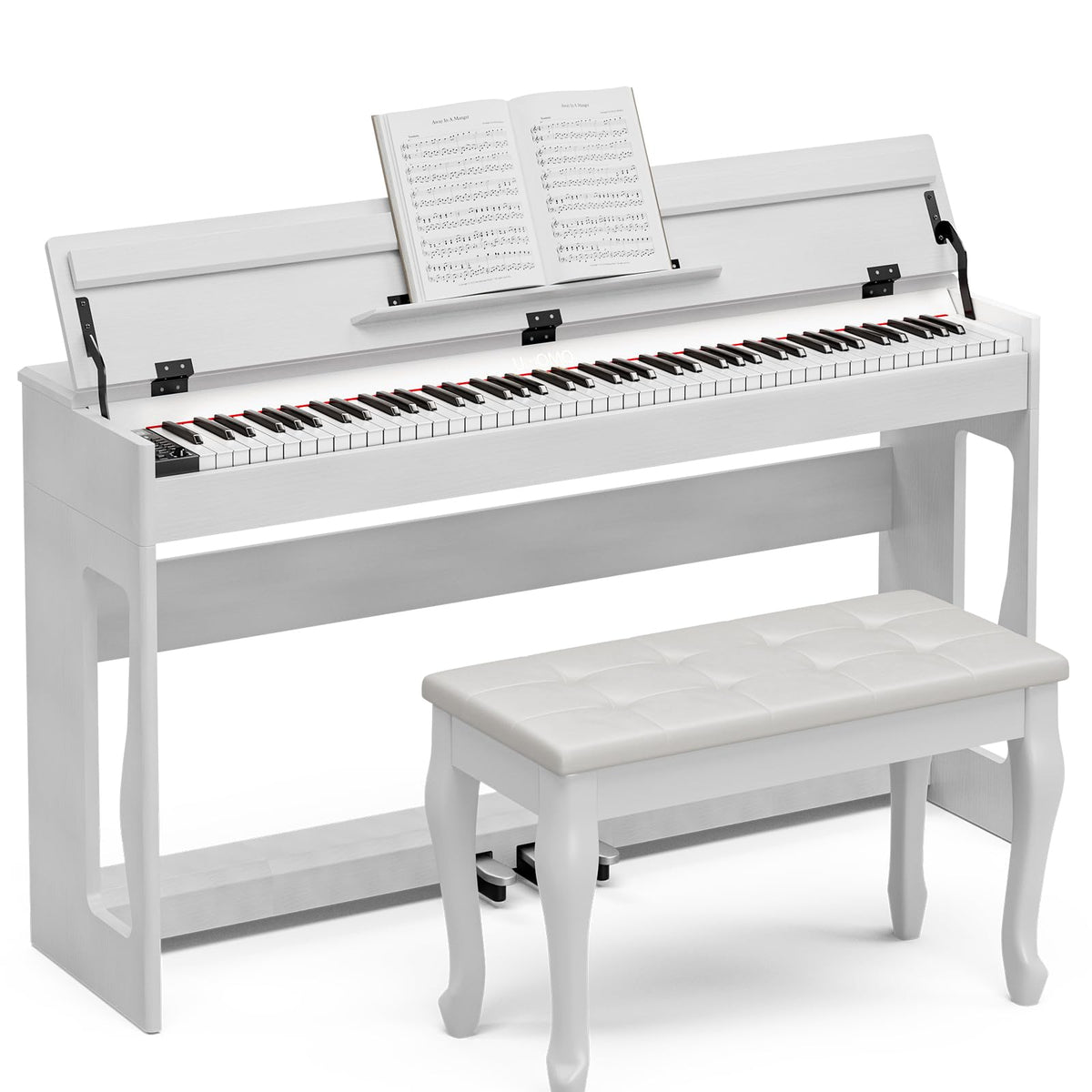88 Weighted Key Digital Piano with Duet Piano Bench, Full Size Heavy Hammer Weighted Action Electric Piano Keyboard with USB MIDI, White M79465