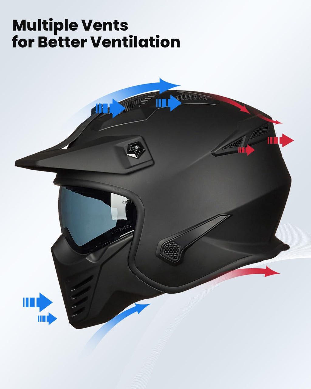 Open Face 3/4 Half Motorcycle Helmet DOT Matte Black M W872