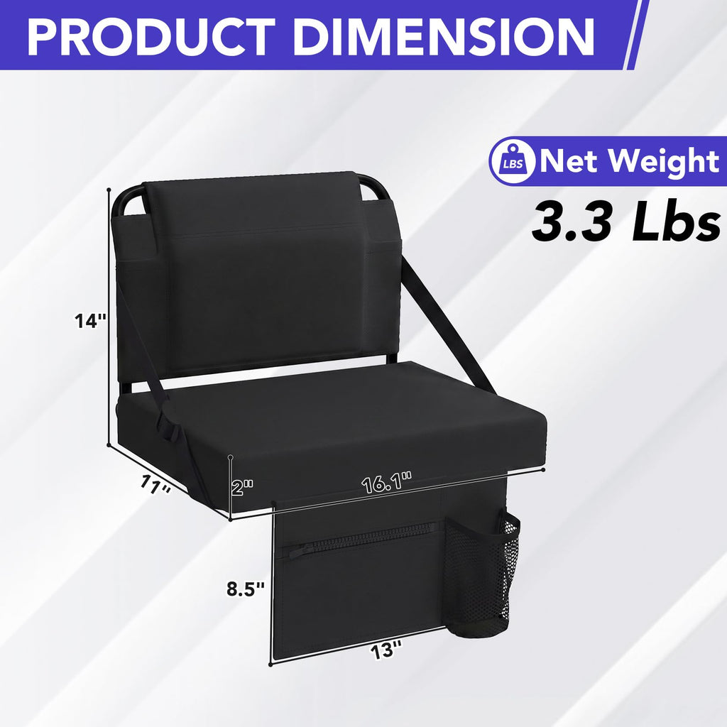 Adjustable Bleacher Chair with Back Support and Cup Holder E236690