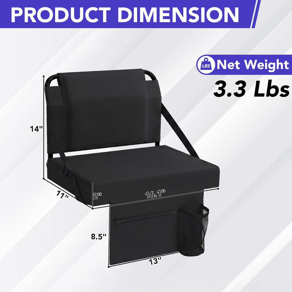 Adjustable Bleacher Chair with Back Support and Cup Holder E236690