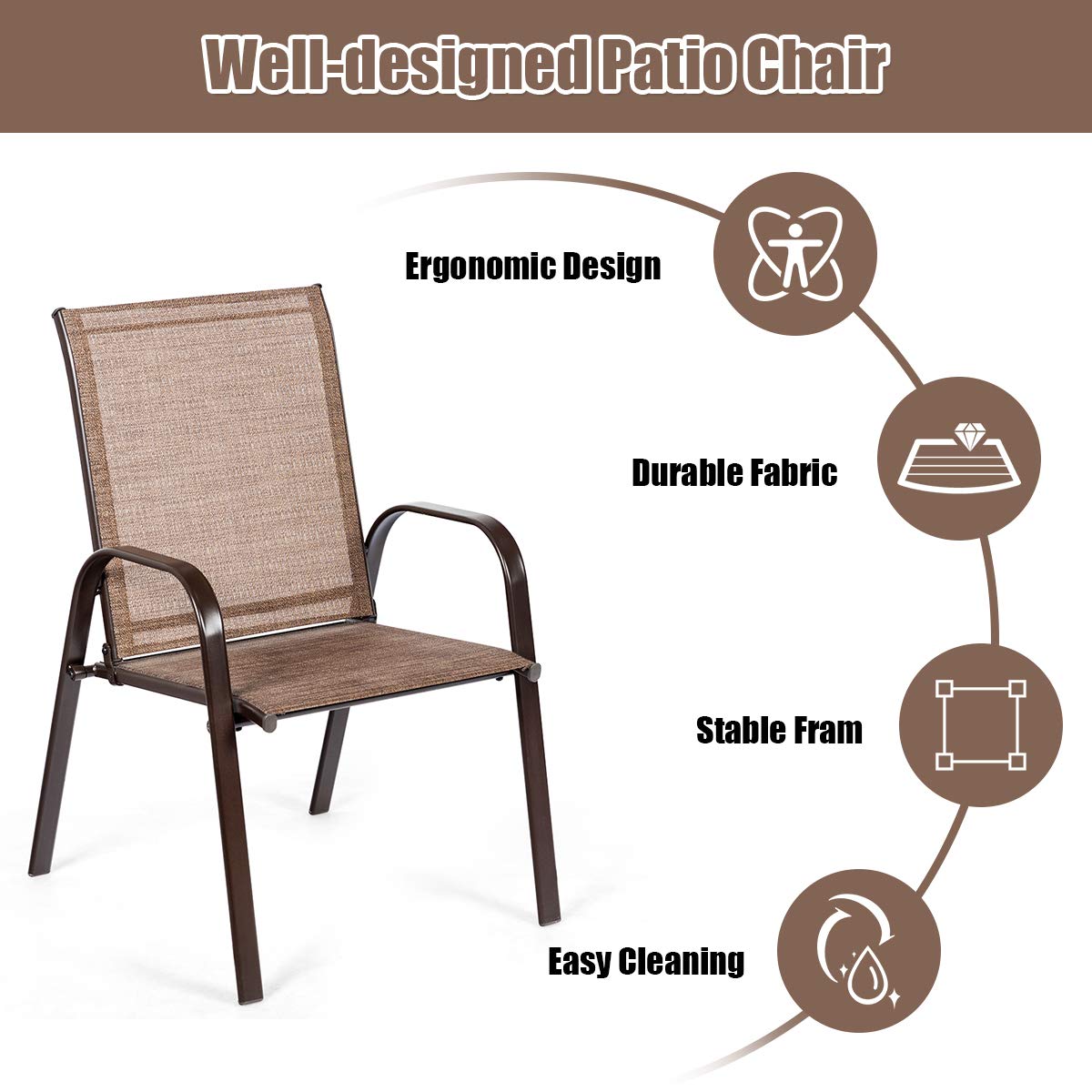 2 Piece Outdoor Patio Chairs with Breathable Fabric A8406