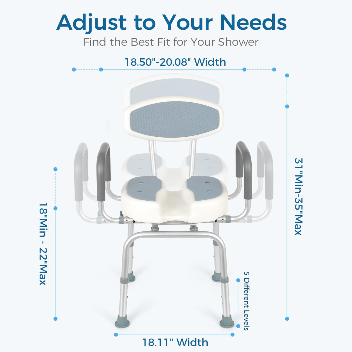 Heavy Duty Shower Chair with Arms and Back J522