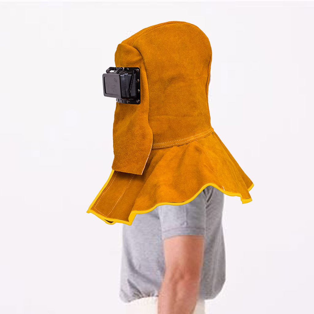 Cowhide Leather Welding Hood with Auto Darkening Filter E6652