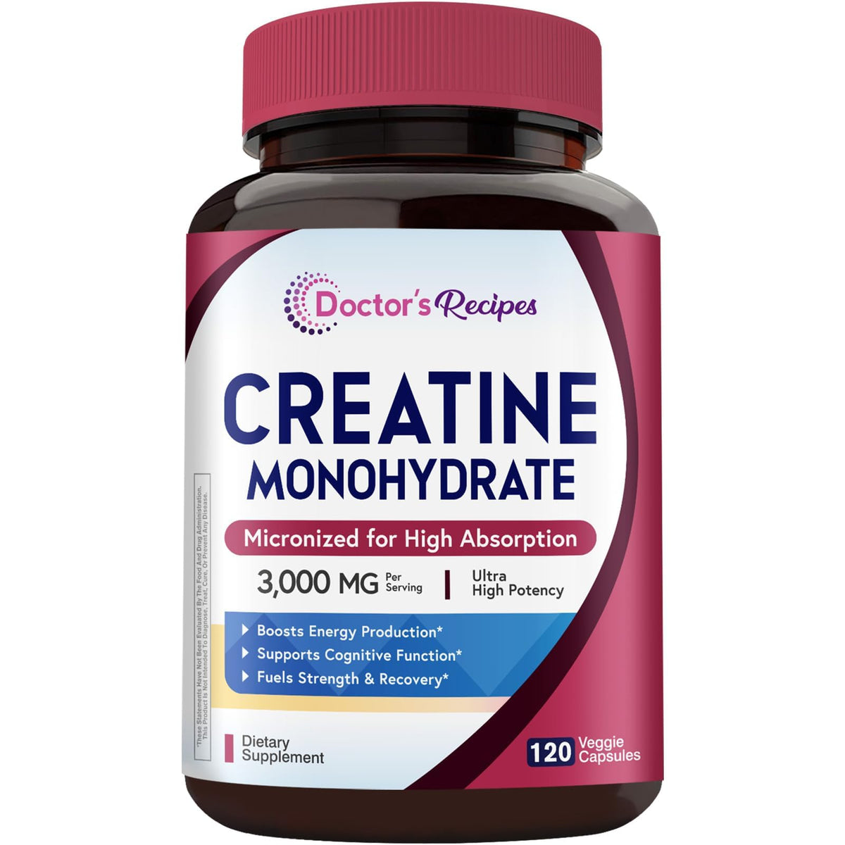Micronized Creatine Monohydrate 3000 mg Vegan 120 Capsules O2407