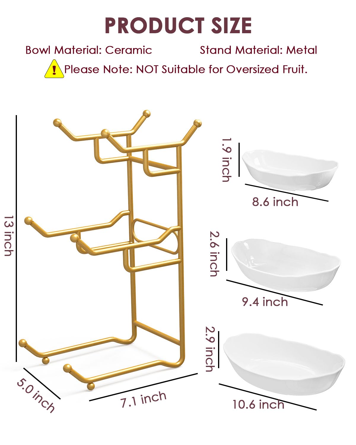 3 Tier Ceramic Fruit Bowl with Stand C2711