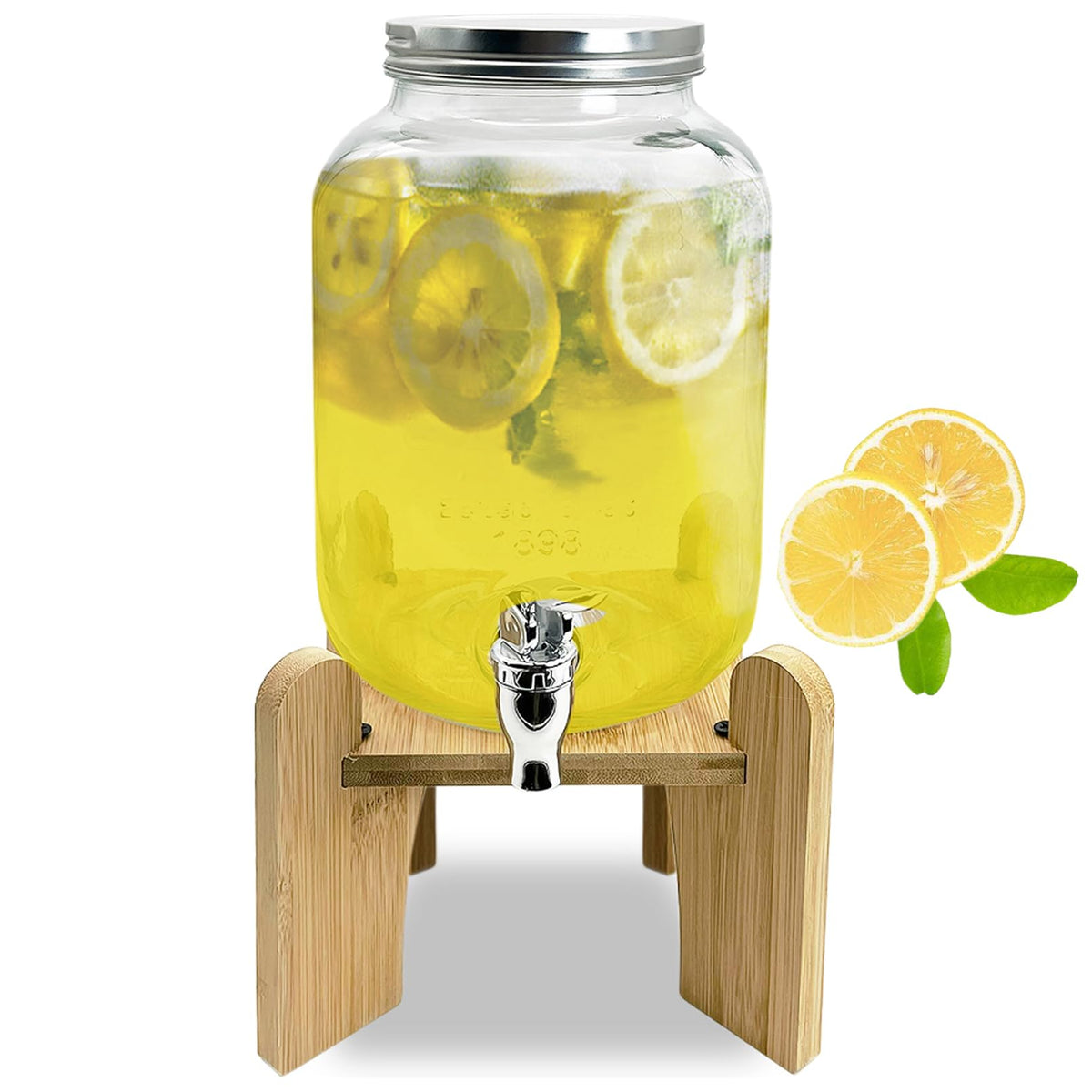 1 Gallon Beverage Dispenser with Wood Stand P5490