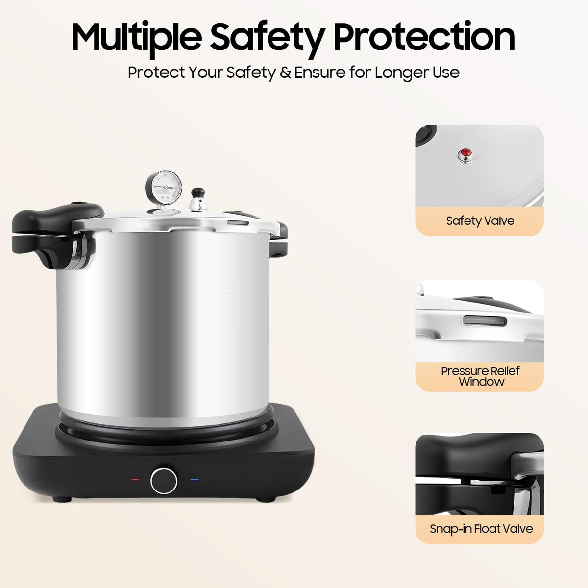 23 Quart Aluminum Pressure Cooker with Pressure Gauge & Release Valve M6299