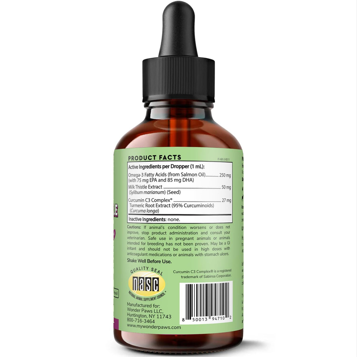 Milk Thistle Liver Support for Dogs with Salmon Oil & Curcumin 2 Oz U2005
