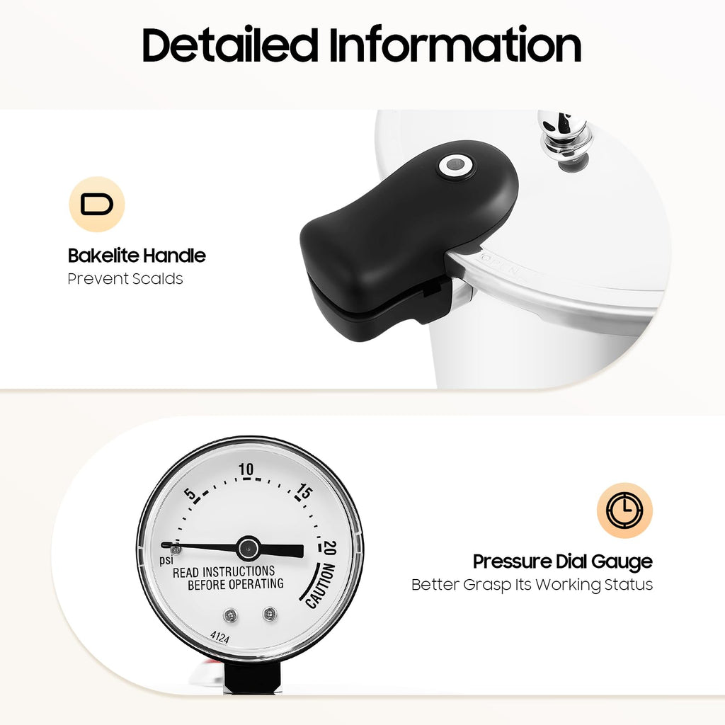 23 Quart Aluminum Pressure Cooker with Pressure Gauge & Release Valve M6299