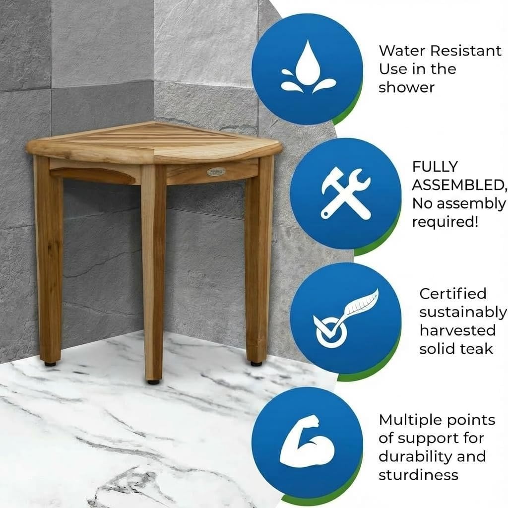 18” Teak Corner Shower Bench I65029