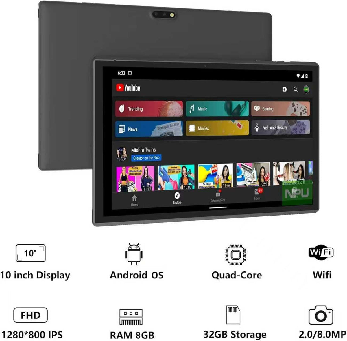 10 Inch Android Tablet with Case Stylus V635871