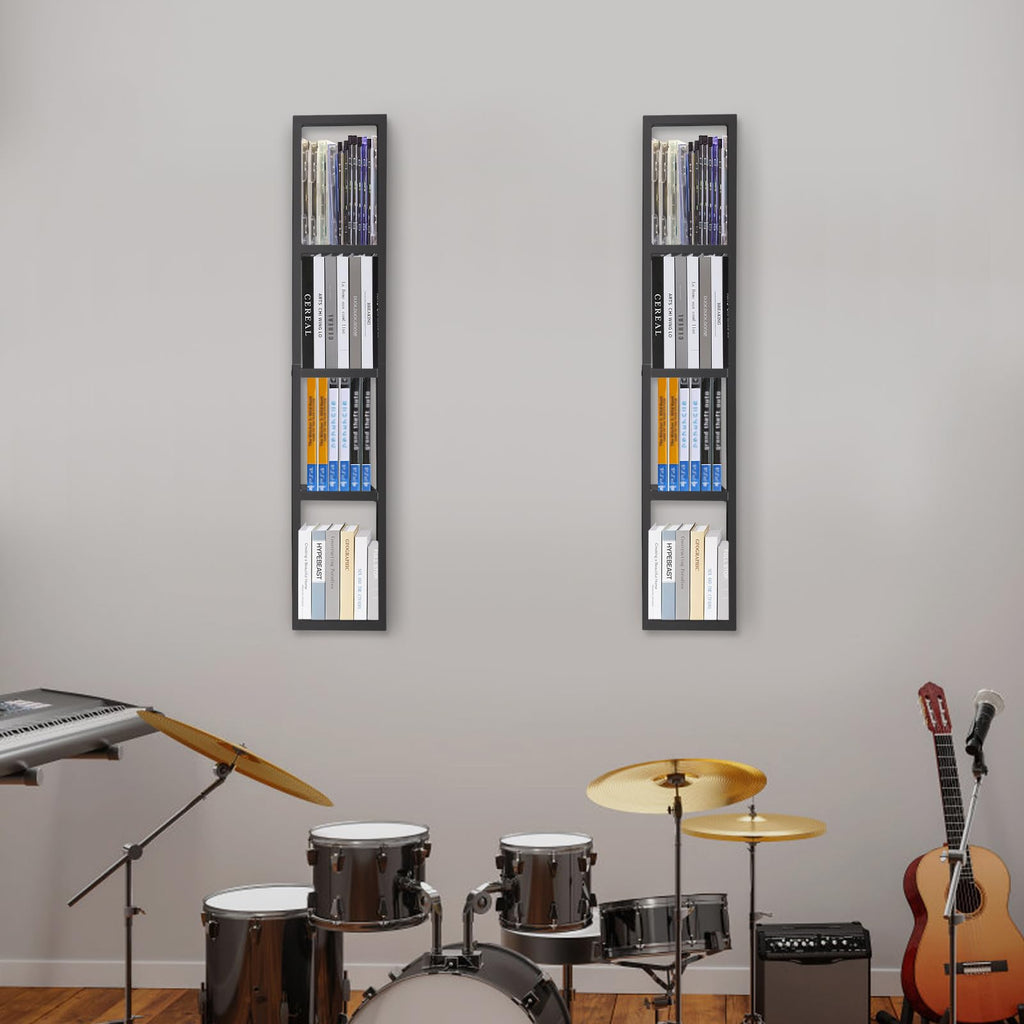 Black 2 Pcs 34Inch Metal Media Storage Rack H45815