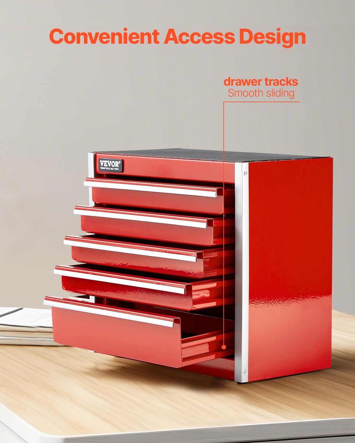 8.6-inch Portable Metal Tool Box with 5 Drawers A17499