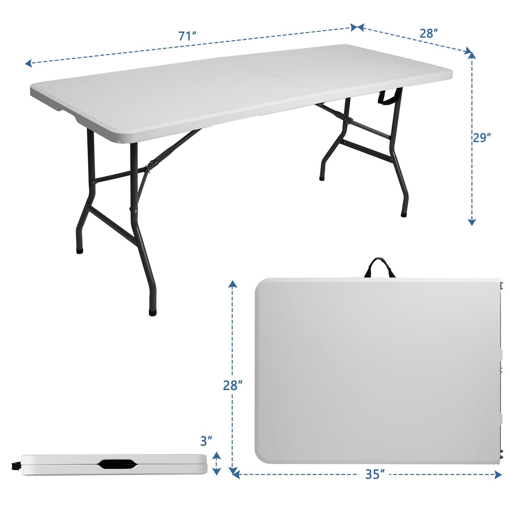 6 ft Plastic Folding Table with Carry Handle I118685