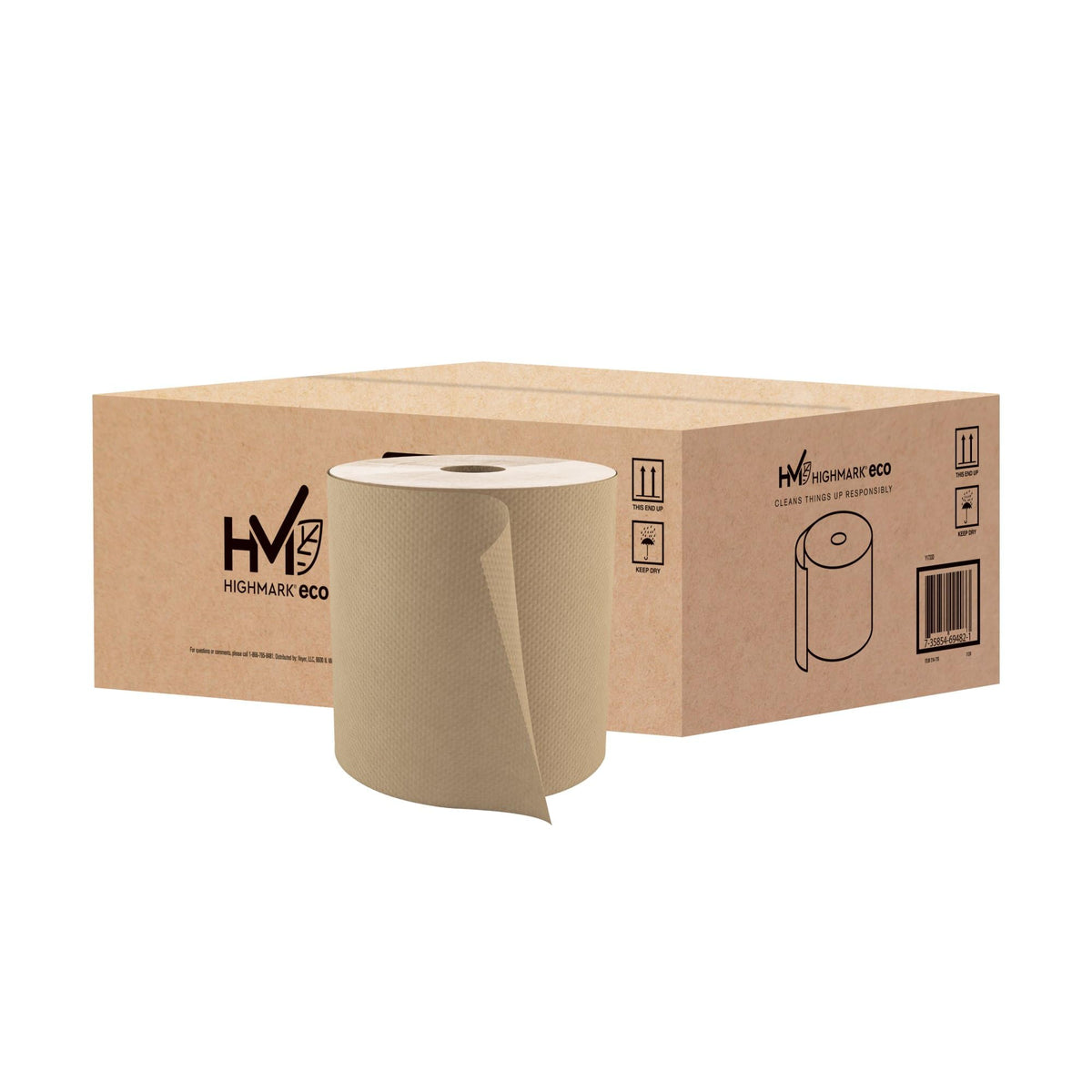 Hardwound Paper Towels, 8" x 800', 100% Recycled, Natural, Case Of 6 Rolls H359