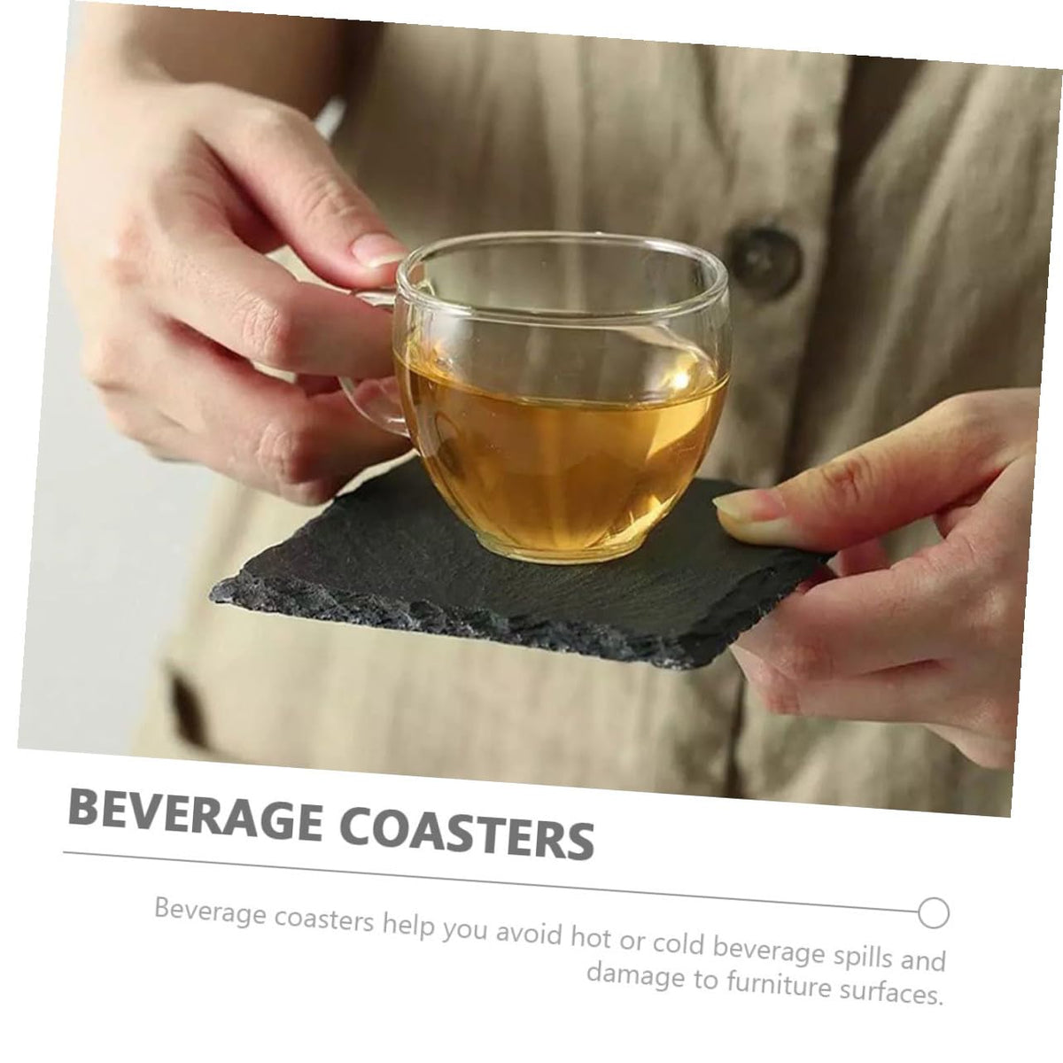 12pcs Natural Stone Coasters Non-Slip Drink Set A4928