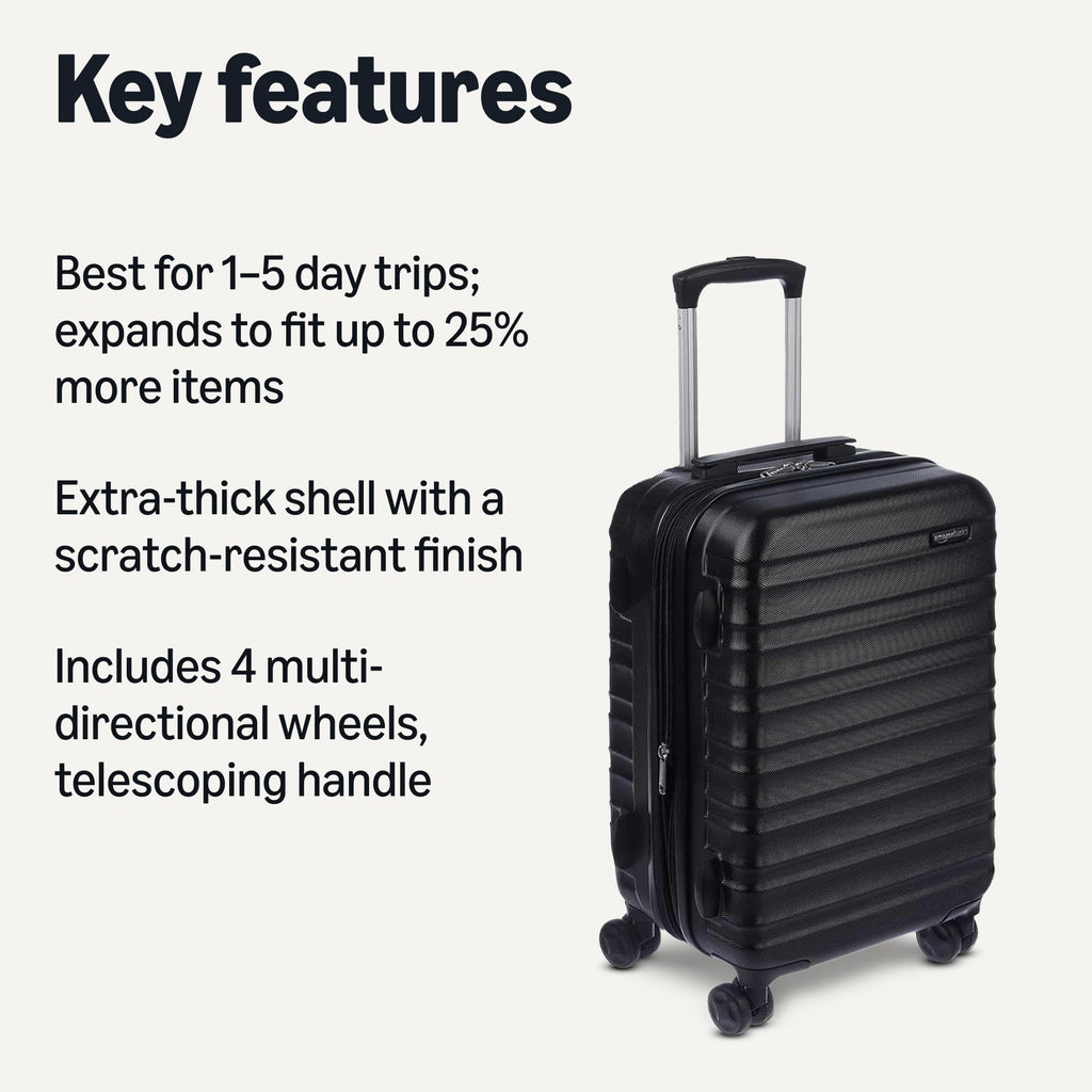 21" Black Hardside Carry-On Luggage with Spinner Wheels A48036