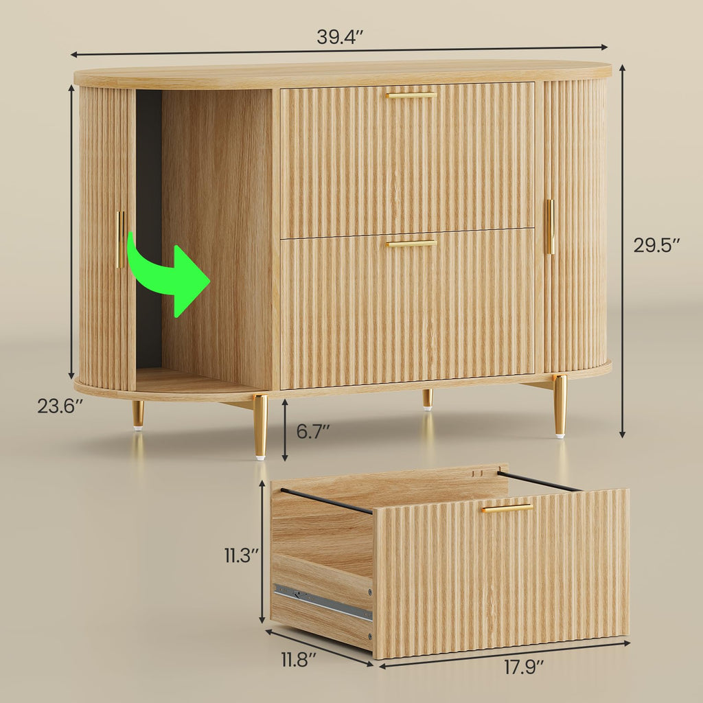 2 Drawer File Cabinet with 2 Sliding Door U737