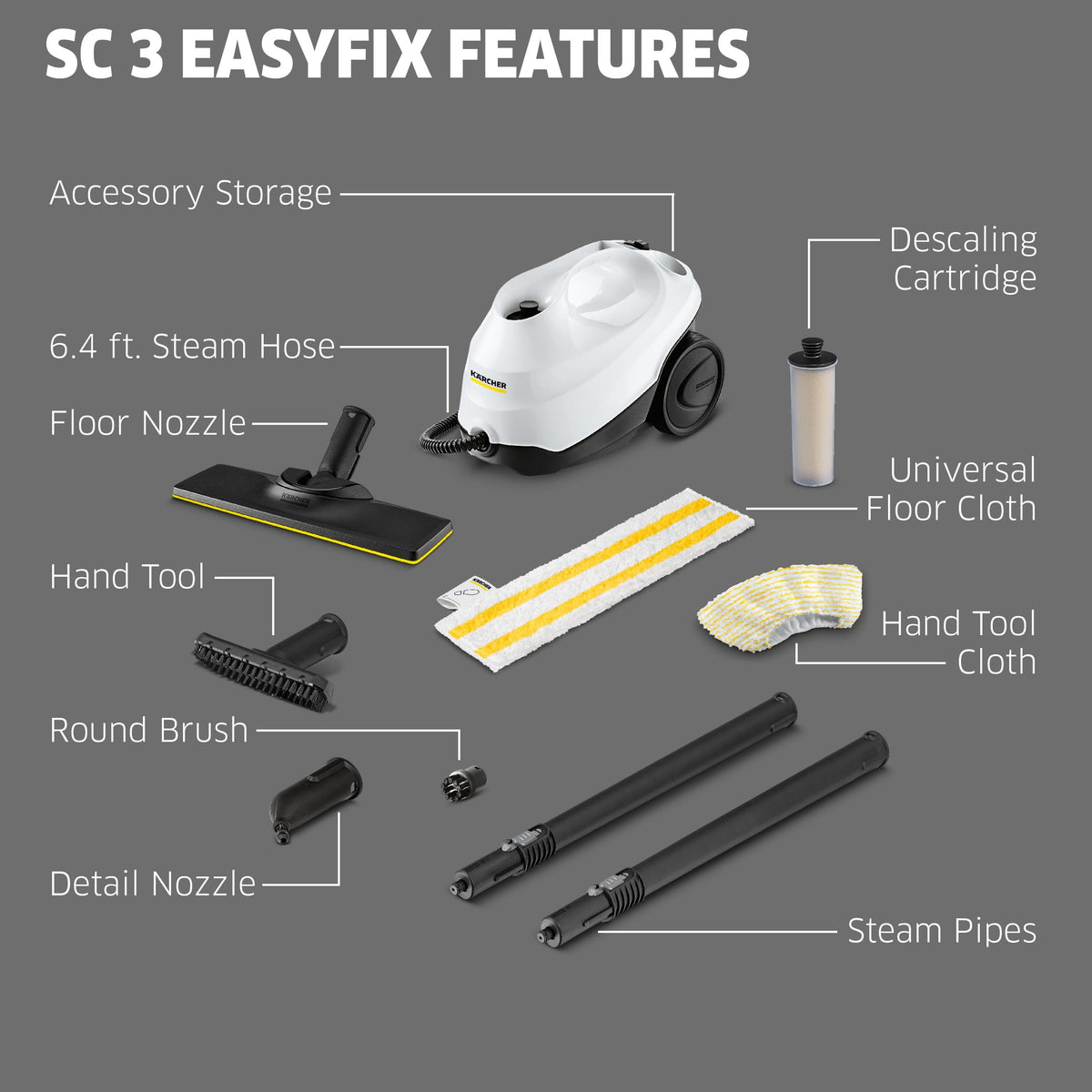 Steam Cleaner, 40 Sec Heat-up, Chemical-Free P2286